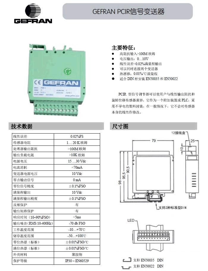 GEFRAN【PCIR】信號調節器